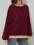 Striped Round Neck Long Sleeve T-Shirt S-XL