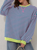 Striped Round Neck Long Sleeve T-Shirt S-XL