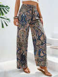 Womens Pants Paisley Printed Wide Leg Pants S-XL