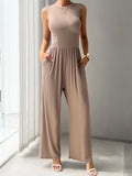 Devine Round Neck Sleeveless Wide Leg Jumpsuit S-XL