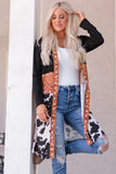 Printed Color Block Open Front Cardigan S-XL