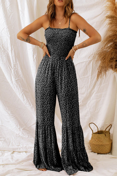 Floral Spaghetti Strap Wide Leg Jumpsuit S-XL