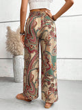 Womens Pants Paisley Printed Wide Leg Pants S-XL