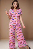 Animal Button Up Top and Pants Lounge Set S-XL