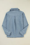 Button Up Long Sleeve Denim Top S-XL