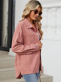 Button Up Dropped Shoulder Long Sleeve S-2XL