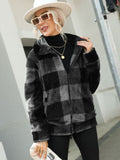 Plaid Zip-Up Collared Jacket S-XL