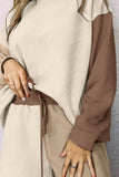 Contrast Long Sleeve Top and Drawstring Shorts Set S-XL