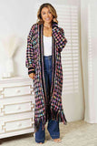 Double Take Full Size Multicolored Open Front Fringe Hem Cardigan S-3XL