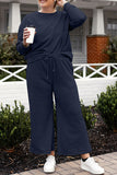 US Double Take Long Sleeve Top and Drawstring Pants Set S-3XL