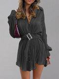 Button Up Dropped Shoulder Shirt Dress S-XL