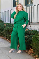 US Double Take Long Sleeve Top and Drawstring Pants Set S-3XL