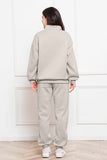 Half Zip Long Sleeve Sweatshirt and Pants Set S-2XL