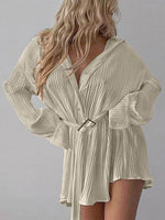 Button Up Dropped Shoulder Shirt Dress S-XL