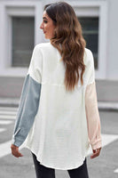 Textured Drop Shoulder Longline Shirt S-2XL