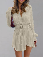 Button Up Dropped Shoulder Shirt Dress S-XL