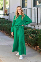 US Double Take Long Sleeve Top and Drawstring Pants Set S-3XL