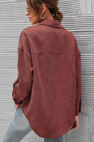 Button Front Drop Shoulder Corduroy Shirt S-2XL