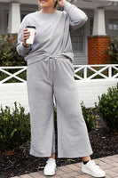 US Double Take Long Sleeve Top and Drawstring Pants Set S-3XL