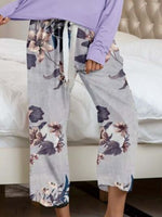 Pajamas Round Neck Top and Printed Pants Lounge Set