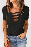 Womens Top T-shirt strappy ribbed tee S-2XL