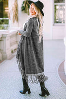 Sweater Fringe Detail Long Sleeve Cardigan S-XL