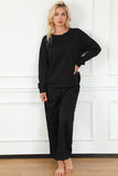 US Double Take Long Sleeve Top and Drawstring Pants Set S-3XL