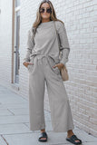 US Double Take Long Sleeve Top and Drawstring Pants Set S-3XL