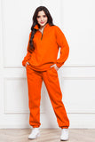 Half Zip Long Sleeve Sweatshirt and Pants Set S-2XL