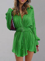 Button Up Dropped Shoulder Shirt Dress S-XL