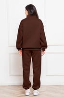 Half Zip Long Sleeve Sweatshirt and Pants Set S-2XL