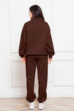 Half Zip Long Sleeve Sweatshirt and Pants Set S-2XL