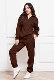 Half Zip Long Sleeve Sweatshirt and Pants Set S-2XL