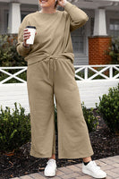 US Double Take Long Sleeve Top and Drawstring Pants Set S-3XL