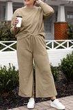 US Double Take Long Sleeve Top and Drawstring Pants Set S-3XL